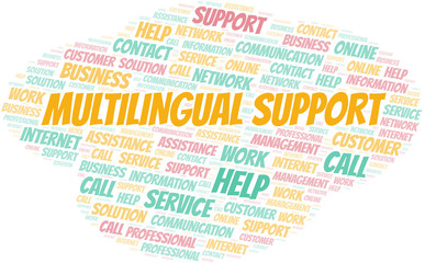 Fototapeta premium Multilingual Support word cloud vector made with text only.