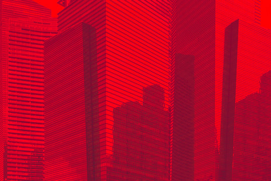 Downtown business district blue glass skyscrapers Background pattern. Toned photo