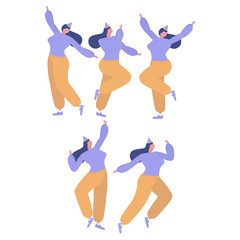 Collection of woman dancing and having fun at a birthday party