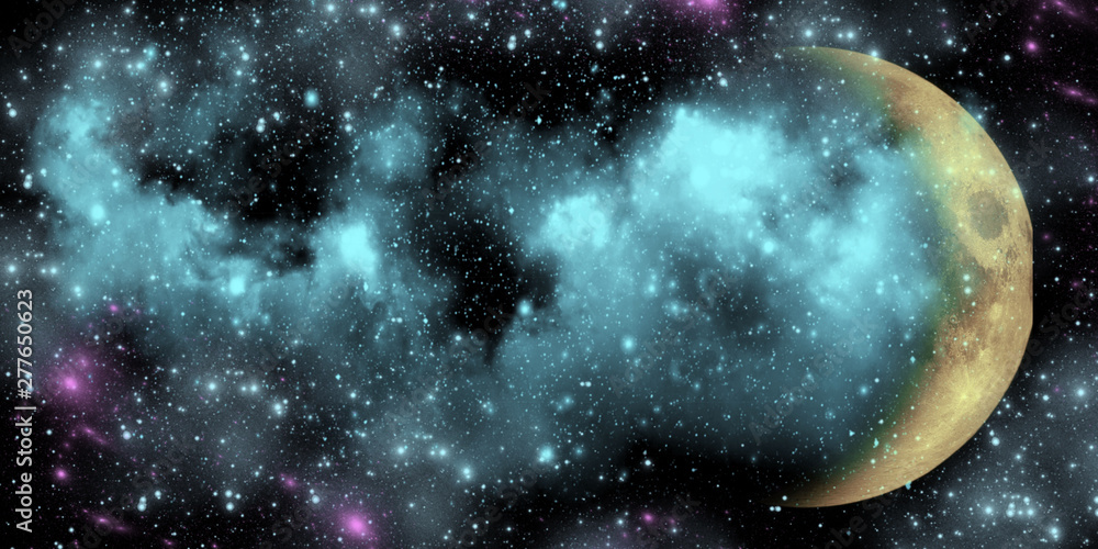 Wall mural planet pluto from outer space.. cosmic cluster of stars