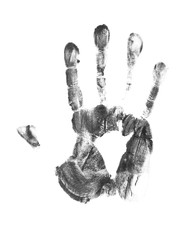 Black hand print on white background