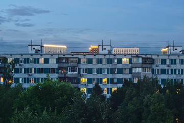 Fototapeta premium evening in a residential area of Moscow