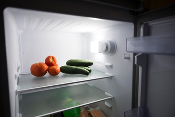 tomato and cucumbers in fridge