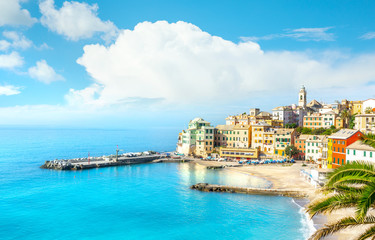 View of Bogliasco. Bogliasco is a ancient fishing village in Italy, Genoa, Liguria. Mediterranean...