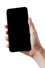 Close up hand hold mock up phone