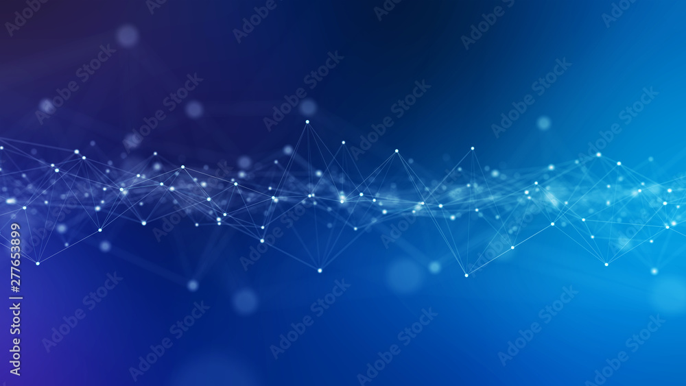 Poster abstract digital network connection blue background 3d rendering