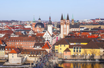 Fototapeta na wymiar View of the Wuerzburg old town