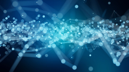 Fototapeta premium Abstract connection blue background network 3D rendering