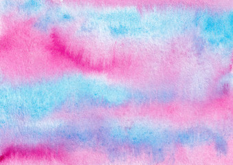 hand drawn abstract watercolor rosy and blue background