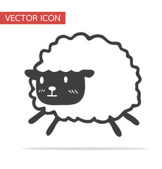 Cute black little sheep vector icon