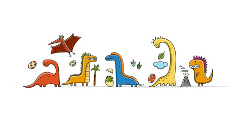 Funny dinosaurs, childish style for your design
