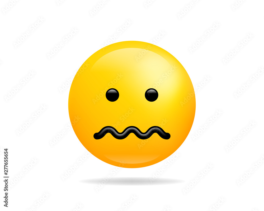 Wall mural emoji smile icon vector symbol. confounded face yellow cartoon character.