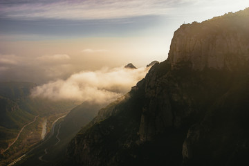View of rocky cliffs and steep gorge