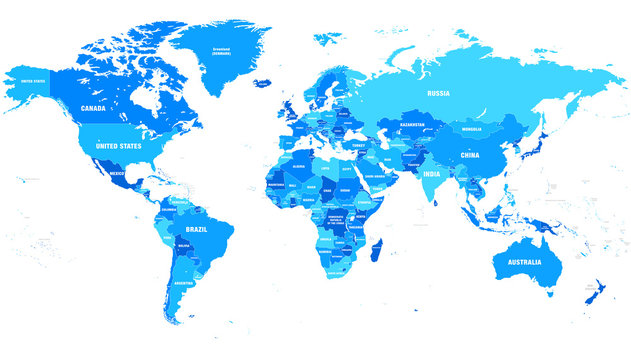 Fototapeta Highly detailed vector illustration of world map.