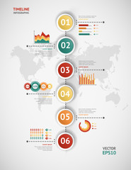 Fototapeta premium Timeline vector infographic. World map