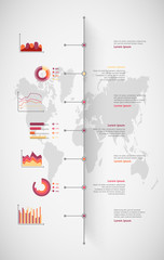 Timeline vector infographic. World map
