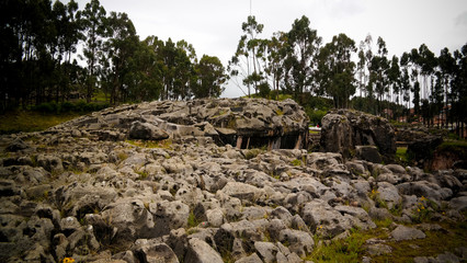 Fototapeta na wymiar View to ruins of Qenqo or Kenko archaeological site at Cuzco, Peru