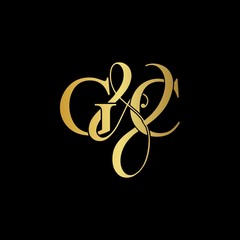 G & C / GC logo initial vector mark. Initial letter G and C GC logo luxury vector mark, gold color on black background.