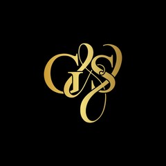G & S / GS logo initial vector mark. Initial letter G and S GS logo luxury vector mark , gold color on black background.