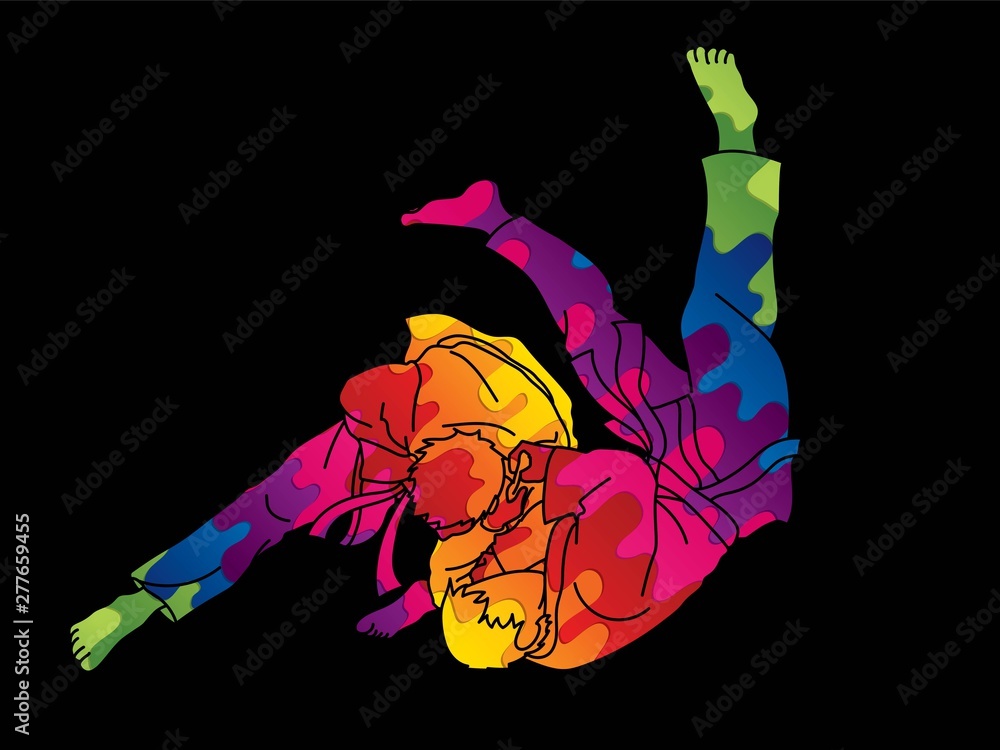 Wall mural Judo action cartoon graphic vector