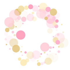 Rose gold confetti circle decoration for New Year card background. 