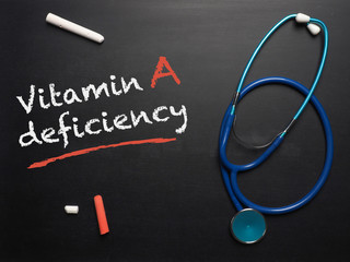 The words Vitamin A deficiency on a chalkboard