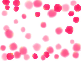 Rose gold petals flying cosmetics vector background.