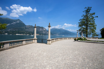 View of Gardens of Villa Melzi in the village of Bellagio on Como lake, Italy