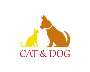 Cat and Dog vector silhouettes logo template