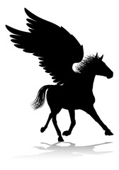 A Pegasus silhouette mythological winged horse graphic