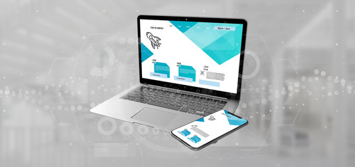 Laptop and a smartphone - 3d rendering