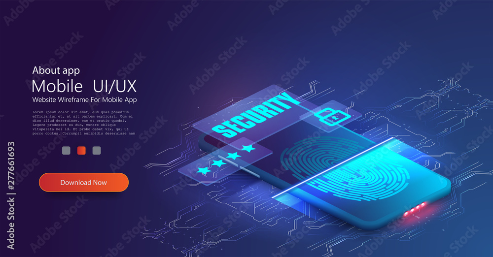 Leinwandbilder abstract technology background. cyber security concept. fingerprint scanning. mobile data security i