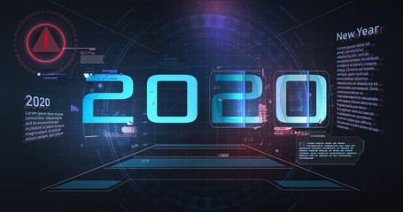 Modern futuristic technology template for 2020. New year 2020 in style HUD,GUI, UX. Futuristic background for your design.Technology background. Digital data visualization. Hi-tech  concept innovation