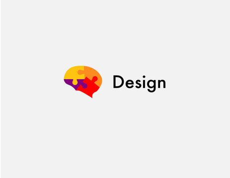 Creative abstract geometric logo symbol puzzles and human brain for company