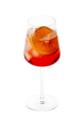 The Venetian spritz cocktail in a glass on a white background
