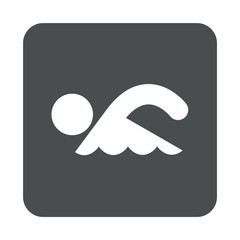 Icono plano nadador en cuadrado color gris