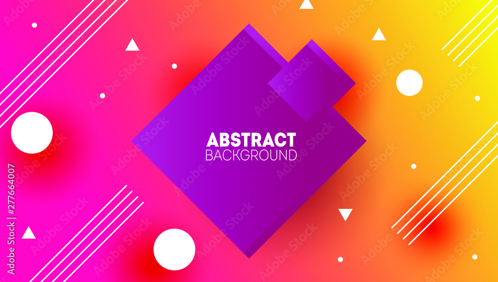Poster minimal geometric backdrop with modern gradient. circles, lines and triangles. memphis style.