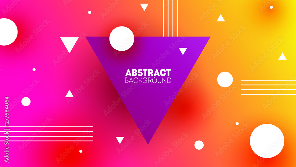 Poster purple and yellow abstract background memphis style. minimal geometric backdrop with triangle