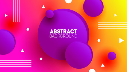 Minimal geometric backdrop with modern gradient. Circles, lines and triangles. Memphis style. 