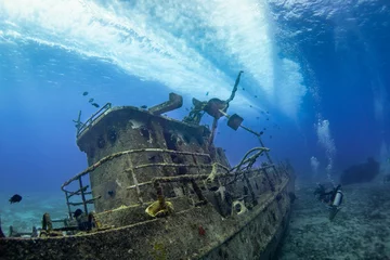 Selbstklebende Fototapeten Schiffbruch Ship wreck underwater in Cozumel Mexico  © Hedvika