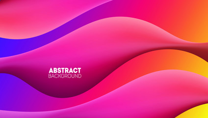 Trendy bright 3d background with abstract fluid shapes. Wavy composition