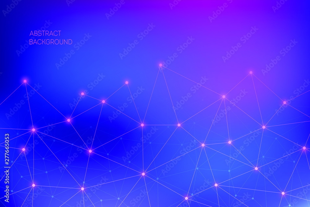 Poster abstract geometric background of connected dots and lines. connection science and futuristic technol