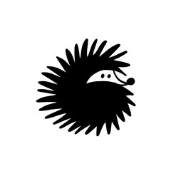 Funny hedgehog, black silhouette for your design