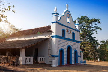 India. Goa. Small Catholic church in an ancient  fort