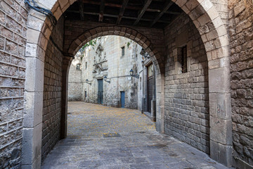 Barcelona, Sant Felip Neri, small square in Gothic quarter.