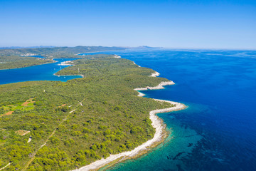 Beautiful seascape on Adriatic in Croatia, Dugi otok archipelago, many small islands on the sea