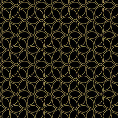 Fototapeta premium Seamless vector ornament. Modern background. Geometric modern black and golden pattern