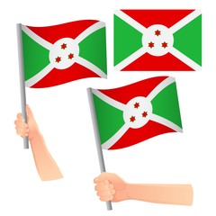 Fototapeta premium Burundi flag in hand set