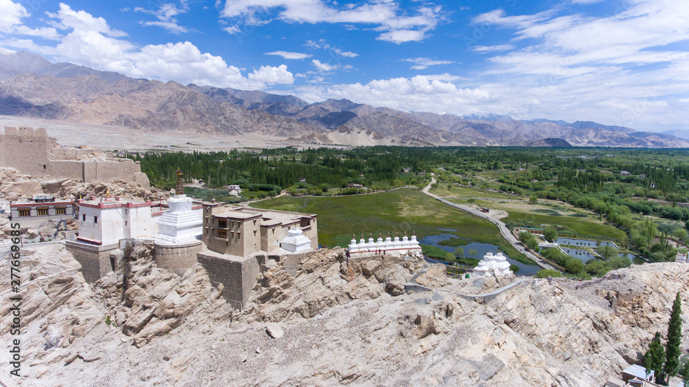 Wall mural the shey monastery or gompa and the shey palace complex are structures located on a hillock in shey,