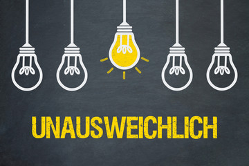 Unausweichlich / Tafel mit Glühbirnen